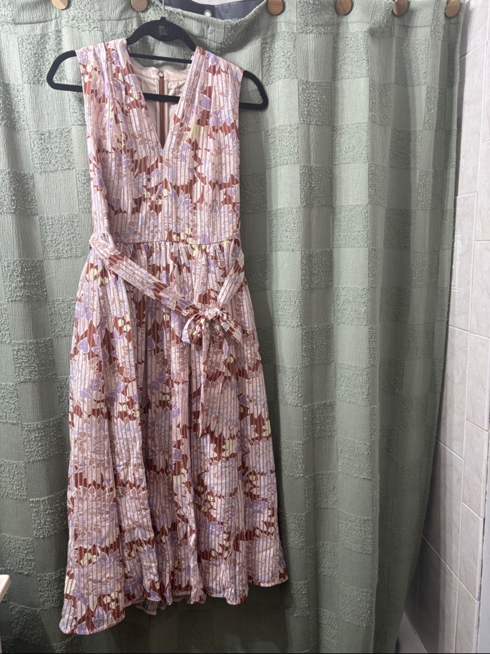 kate spade Pink and Brown Floral Pleated Maxi Dress